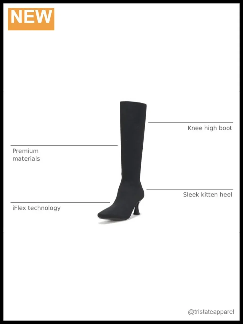 Knee High Boots for Women Kitten Heel Comfortable Zip Round Toe